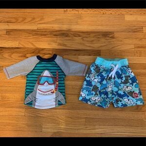 Shark Rashguard & Swim Trunks. Ages 0-12 Months